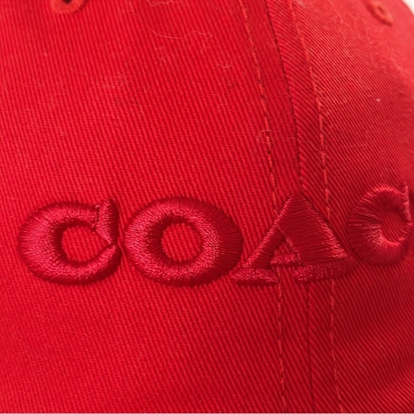 Coach Red Baseball Hat with Embroidered Logo - Picture 6 of 10